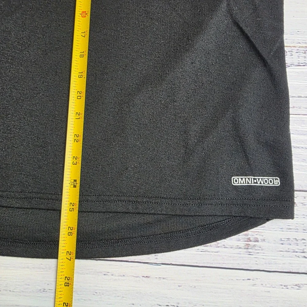 Omni-Wool Mens Large Black Long Sleeve Thermal Base Layer Top Wool Blend